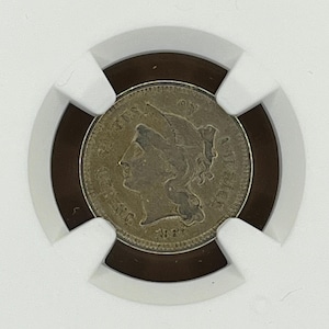 1867 US 3 Cent, Civil War Nickel, NGC Graded Extra Fine