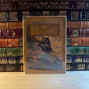 Rare, First Scribner Classics Edition of The Mysterious Island by Jules Verne, Color Illustrations by N.C. Wyeth, Rare DJ, 1946 Printing