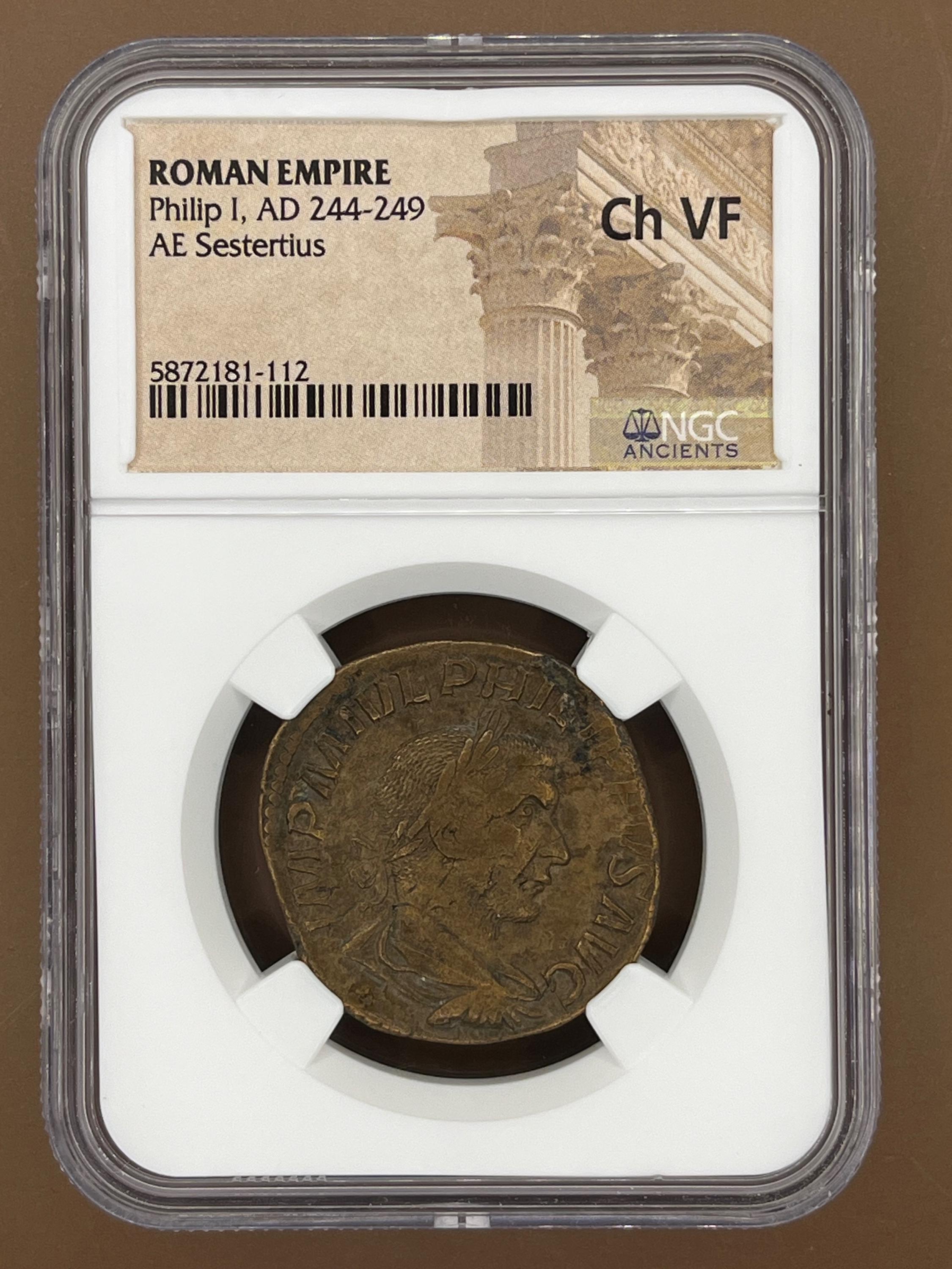 Ancient Roman: Philip I (AD 244-249) BI Tetradrachm NGC
