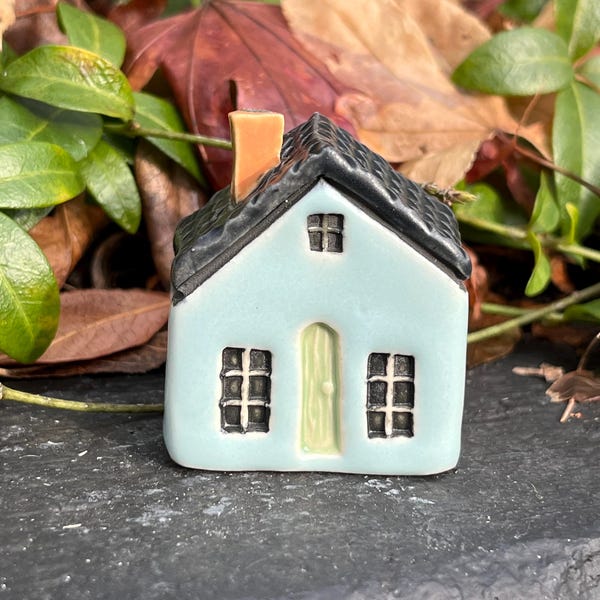 Tiny House, Little House, Ceramic House, Snow Covered House, Winter Decor, Collectible