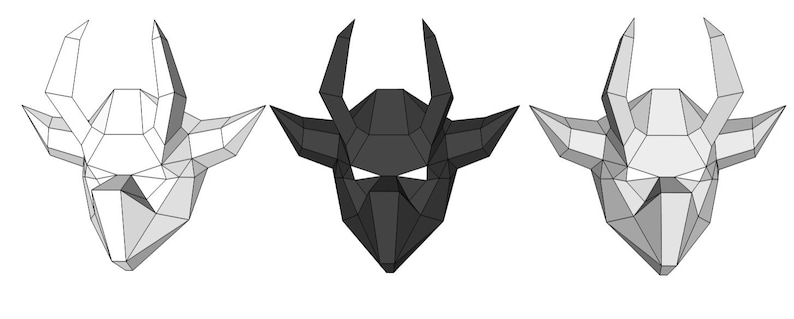 Template Horned Demon Mask Devil Paper Mask Dark God Mask | Etsy