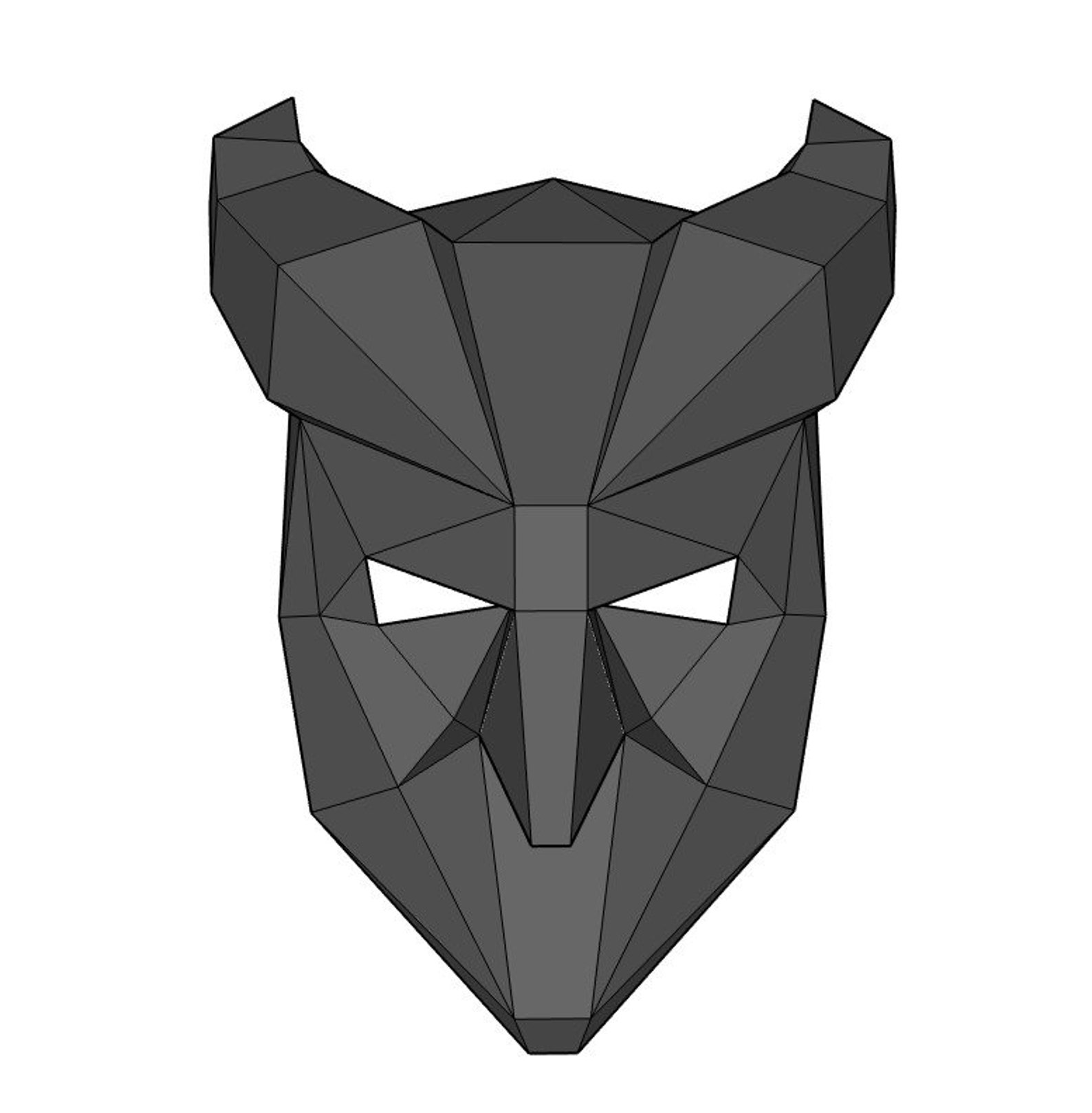 Template horned demon mask devil paper mask dark god mask | Etsy