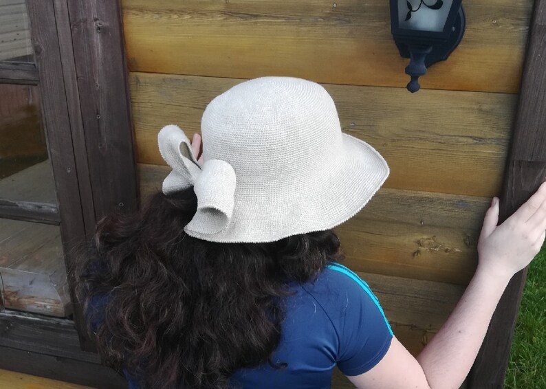 Crochet Summer Sun Hat PATTERN pdf Wide brim Hat with bow | Etsy