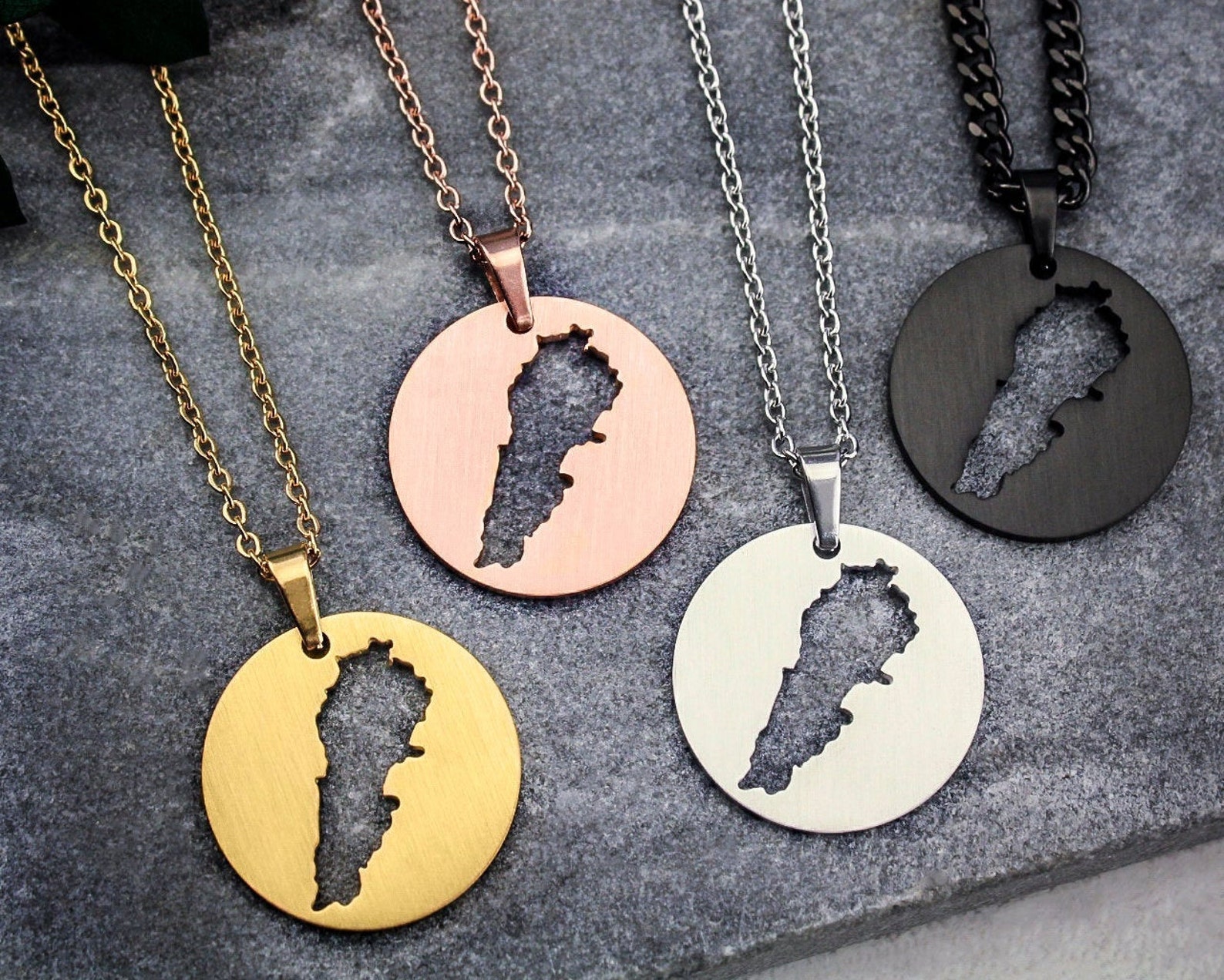 Lebanon Map Necklace Lebanon Country Necklace 18K Gold Etsy