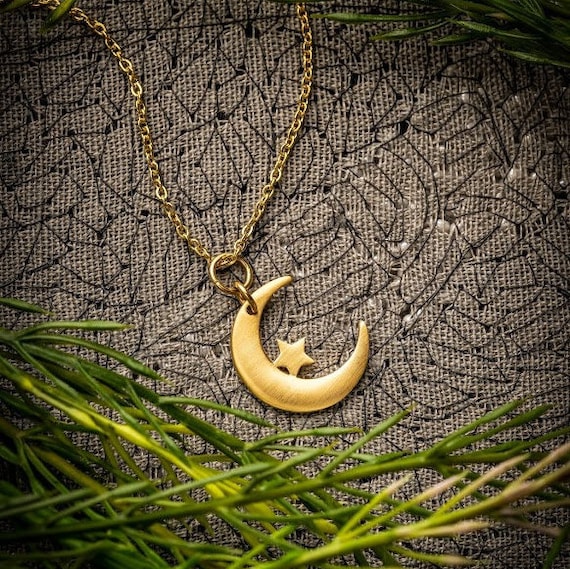 Collana con luna crescente e stella / Gioielli lunari / Gioielli arabi /  Collane per donne / Regali per lei / Idee regalo -  Italia