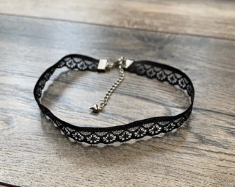 Black lace choker, lace choker necklace