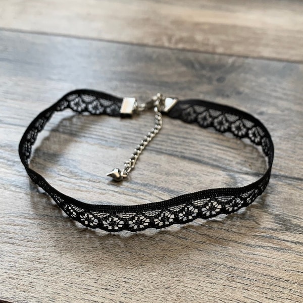 Black lace choker, lace choker necklace