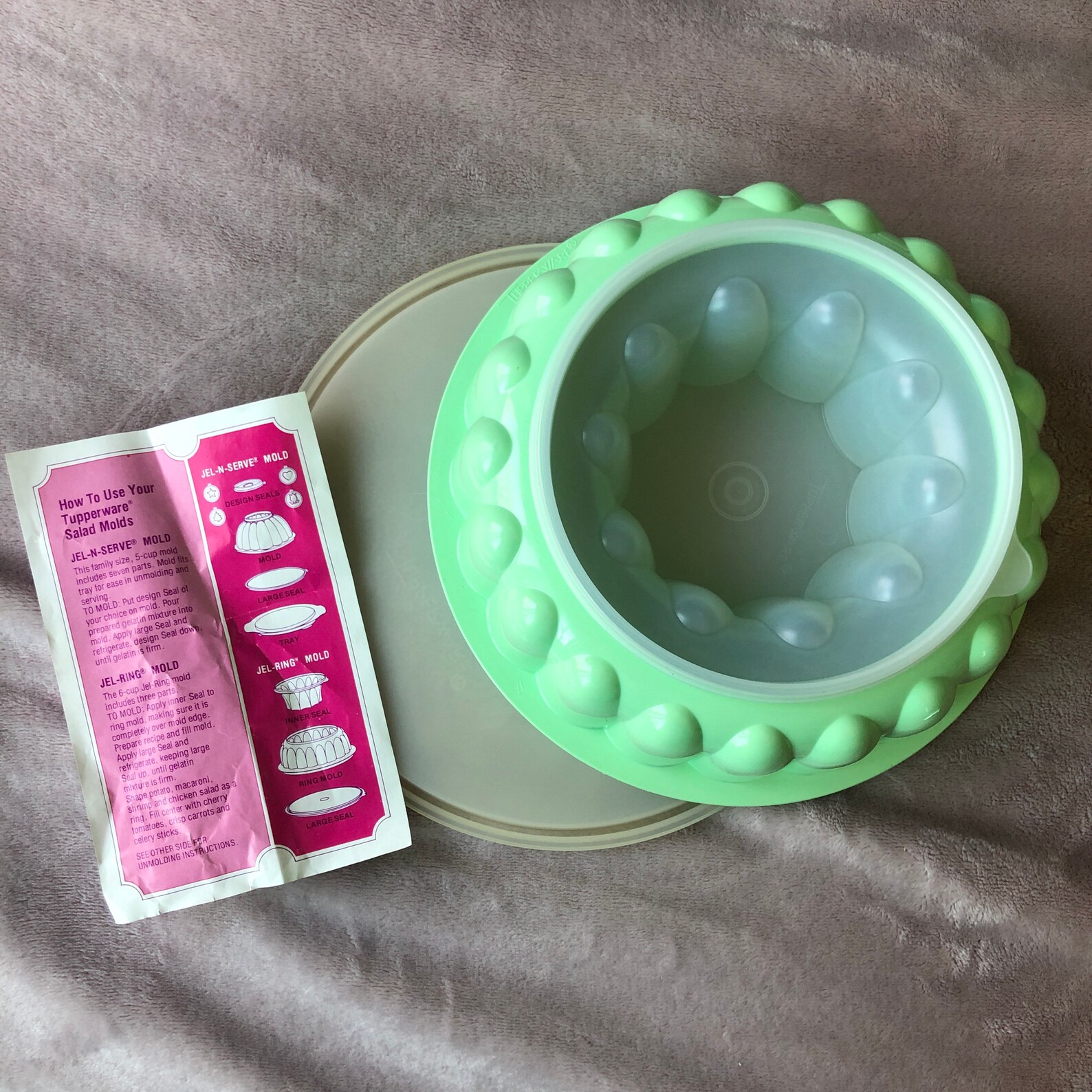 1970s Tupperware JelRing Mold with original directions like Etsy