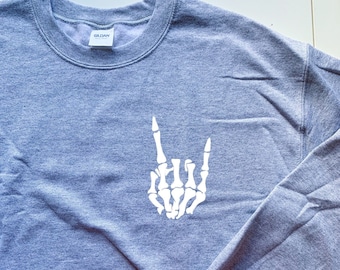 Halloween Skeleton Rock On Hand Crewneck Sweatshirt