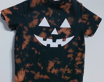 Halloween Pumpkin Jack O’Lantern Toddler Bleach Tie Dye T-shirt
