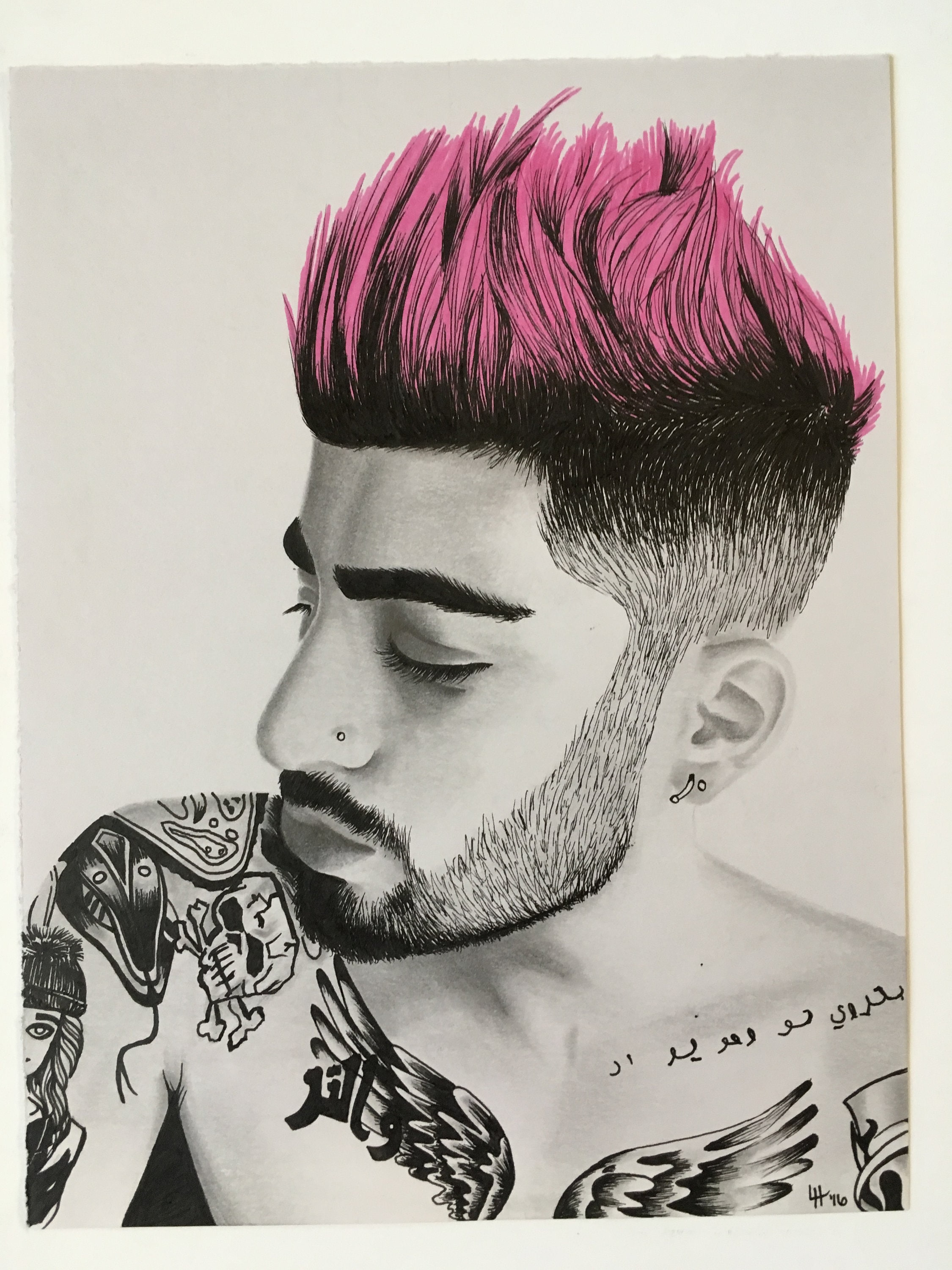 Hand Drawn Pencil and Sharpie Zayn Malik Drawing - Etsy, image size:2250x3000