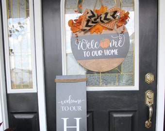 Welcome Pumpkin Porch Sign Set