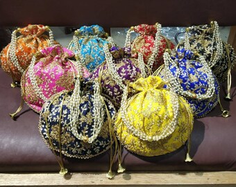 Women Potli Bag Purse Handbag Indian velvet Party Wedding Clutch Bag Traditional