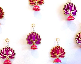 Rani Pink lotus/Varamahalakshmi /Lakshmi decor/Gruhapravesham decor/Seemantham decor/Lakshmi pooja/Ugadi/Sankranthi/Indian backdrop 10 pc