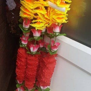 Artificial flower garland yellow/orange and red 6 feet wedding mehndi party door hanging vallance pack of 4