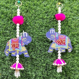 Rani/grey elephant shubh labh/Varamahalakshmi /Lakshmi decor/Gruhapravesham /Seemantham decor/Lakshmi pooja/Ugadi/Sankranthi/2 pc