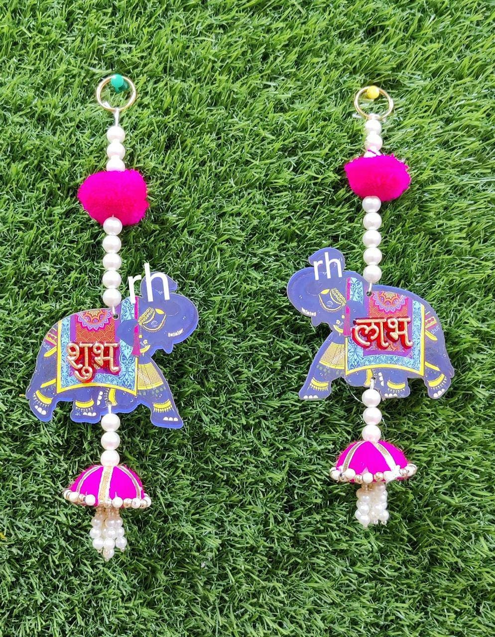 Rani/grey elephant shubh labh/Varamahalakshmi /Lakshmi decor/Gruhapravesham /Seemantham decor/Lakshmi pooja/Ugadi/Sankranthi/2 pc