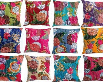 Hand stitched vintage Kantha cushion cover | Indian cushion cover | boho cushion | throw pillow