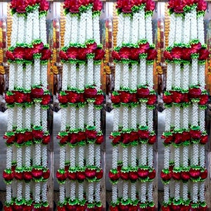Wedding garland vallance hanging artificial flower  pack of 3 with Jasmine mehndi 5.5 feet