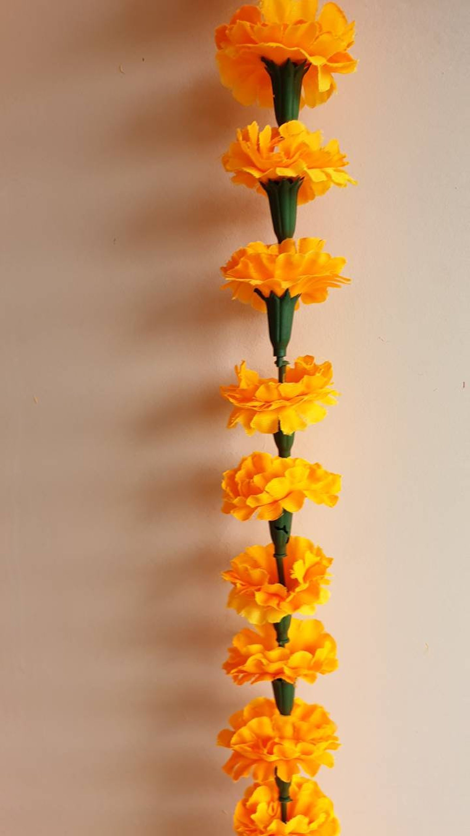Marigold Artificial Flower Garland 5 Feet Light Orange Mehndi Etsy