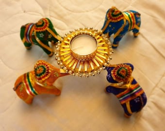 Elephant Diya Set, Decorative Diwali Decor, Pooja Gift