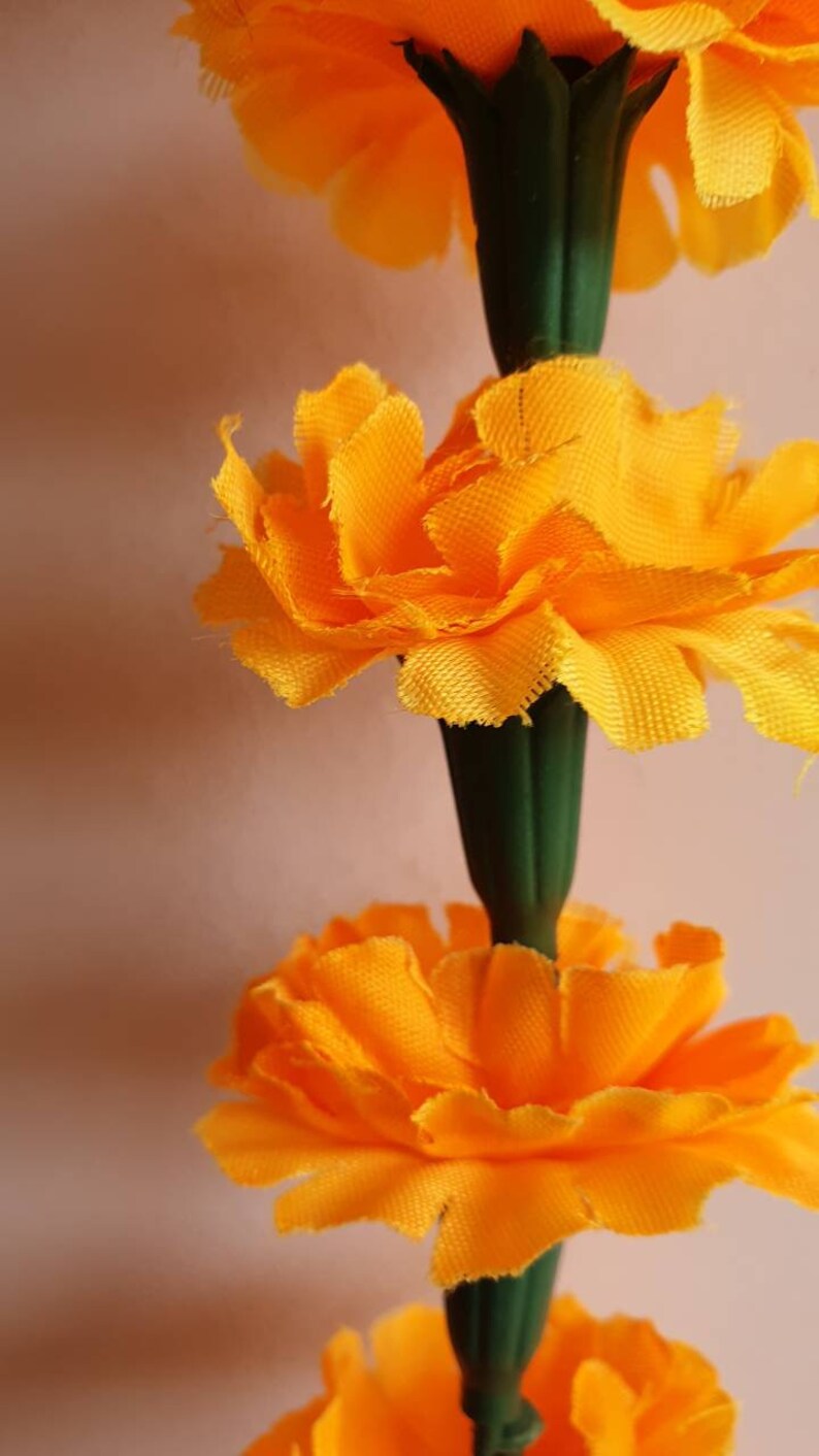 Marigold Artificial Flower Garland 5 Feet Light Orange Mehndi Etsy