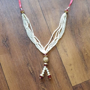 Beaded  small Indian mala/garland/haar indian wedding pooja for idols and frames ashtami,Mala 1 pc