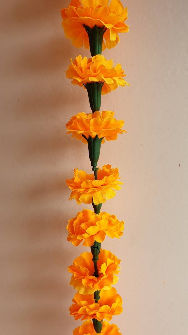 Marigold Artificial Flower Garland 5 Feet Light Orange Mehndi Etsy