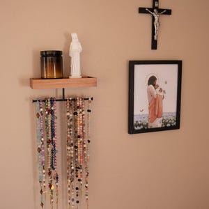 Prayer Shelf | Rosary Organizer | Catholic Prayer Room Decor image 3