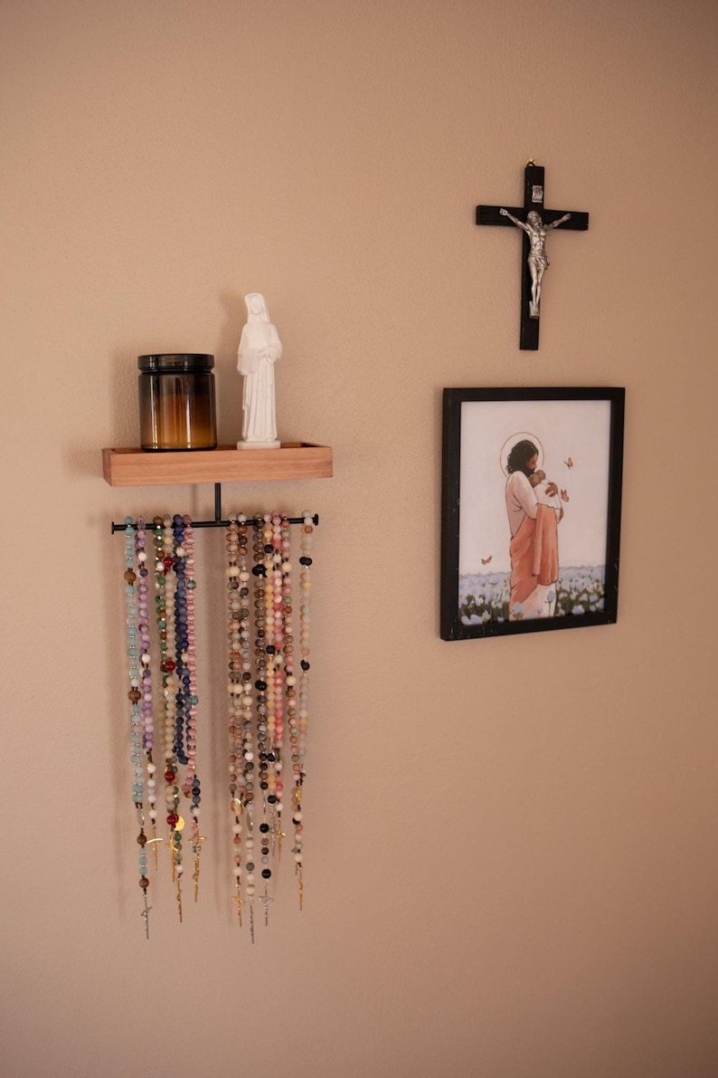 Prayer Shelf | Rosary Organizer | Catholic Prayer Room Decor image 3