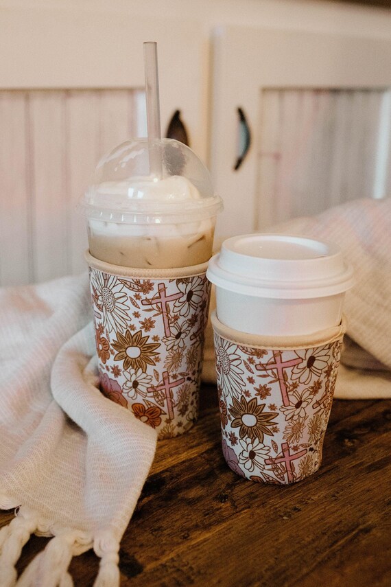 Floral Coffee Sleeve - Christian Iced Coffee Gift - Gift for Christian Women - Coffee Accessories - Catholic Gift for College Girls