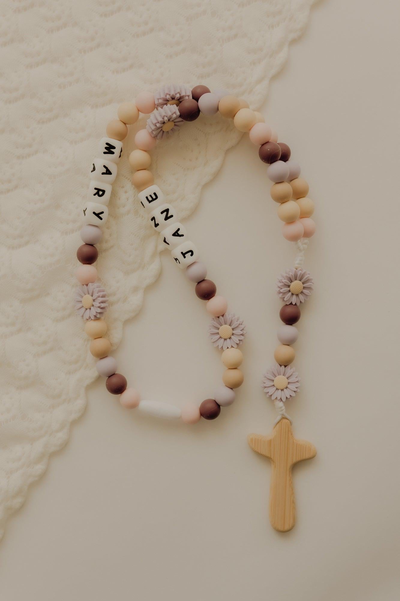 Therese | Custom Baby Rosary | Chewy Rosary for Babies | Catholic Baptism Gift | Catholic Easter Basket Gift | Christian Gift for Godchild