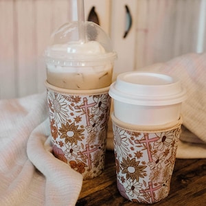 Floral Coffee Sleeve - Christian Iced Coffee Gift - Gift for Christian Women - Coffee Accessories - Catholic Gift for College Girls
