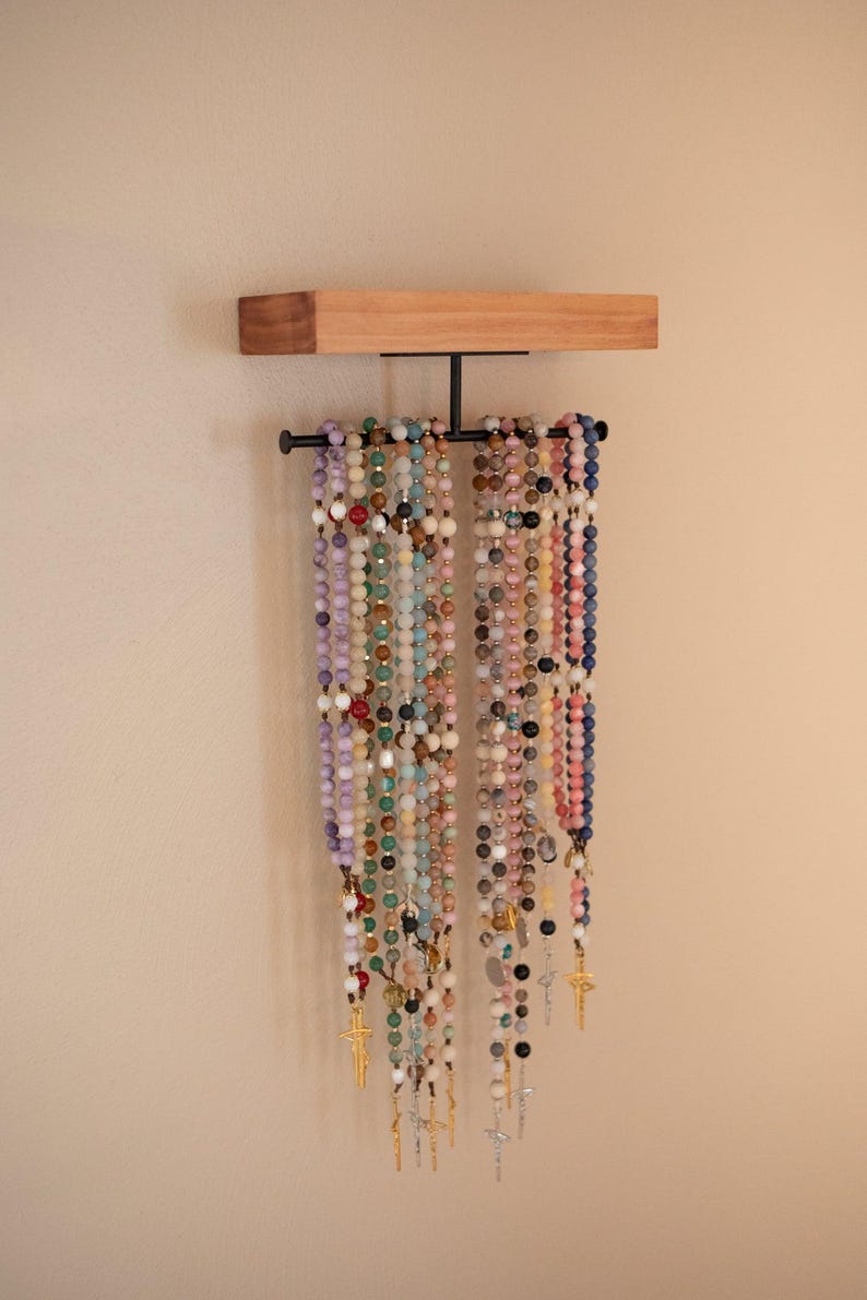 Prayer Shelf | Rosary Organizer | Catholic Prayer Room Decor image 1