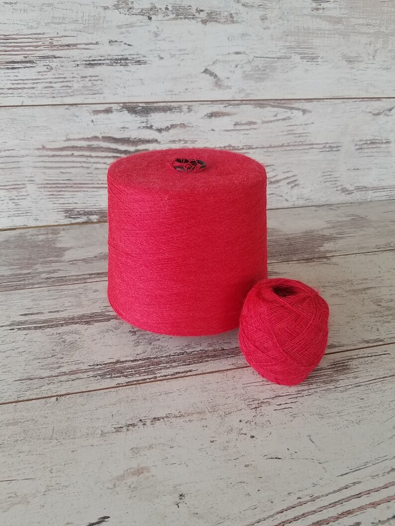 Wool Cone Yarn Red, 1650gr Mohair Spool Yarn, Machine Yarn, Machine
