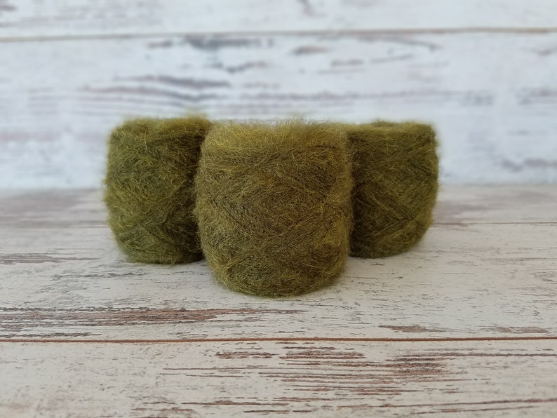 Mohair Crochet yarn WS68 Knitting Wool yarn Khaki Green Knitting Wool yarn,Destash yarn,Wool Knitting yarn 6 Skeins Mohair knitting yarn