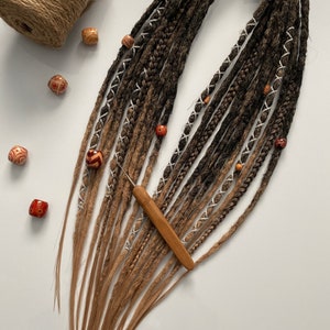 Toasted Spice Ombre Crochet Dreadlocks: Decorated Kanekalon Dread Extensions