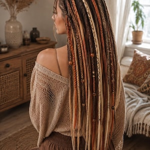 Autumn Crochet Dreadlocks: Kanekalon Synthetic Dreads, Beads & Threads