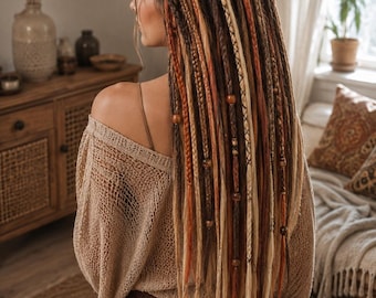 Autumn Crochet Dreadlocks: Kanekalon Synthetic Dreads, Beads & Threads