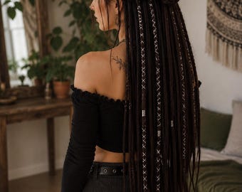 Dark Brown Crochet Dreadlock Extensions: Kanekalon DE/SE Dreads (16-24 inch)