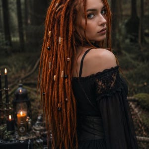 Ginger Crochet Dreadlocks Extensions: Synthetic Kanekalon Dreads, Beads & Threads