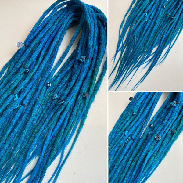 Petrol blue Set of Synthetic Dreadlocks Double ended or Single ended Crochet dreads 16-24 inches Stone blue