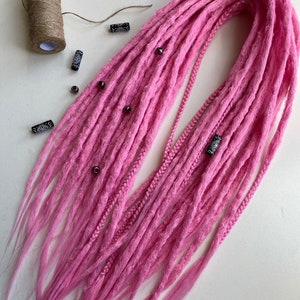 Bubblegum Pink Crochet Dreadlocks: Kanekalon Boho Festival Hair Extensions