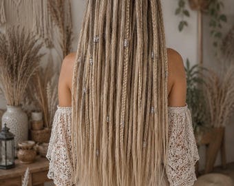 Light Ash Blonde Synthetic Dreadlocks: Crochet Hair Extensions