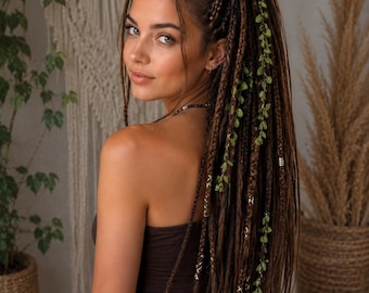 Natural Brown Crochet Dreadlock Extensions: Synthetic DE/SE Braids