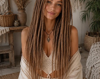 Honey Blonde Crochet Dreadlocks: Kanekalon Synthetic Dreads, 18-22 inch
