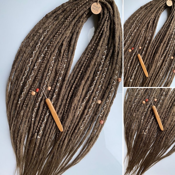 Light Golden Brown #12 / Natural Brown Dreads / Crochet Dreads / Synthetic Extensions Double Ended or Single Ended Dreadlocks 16-24 inches