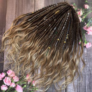 Wavy Crochet Dreads with loose ends - Boho Dreadlocks DE or SE / Curly Temporary Synthetic Dreadlock Extensions - Brown Ombre Natural Look