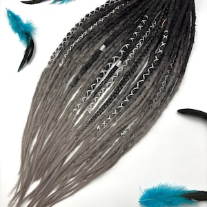 Ready to Ship - Pewter DE / SE Dreads Set –  Synthetic Dreadlocks – Kanekalon – Dreads for Partial Install or Full Head - Crochet Extensions