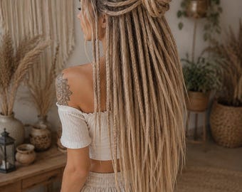 Light Ash Blonde Crochet Dreads: Synthetic Kanekalon Extensions (16-24 inch)